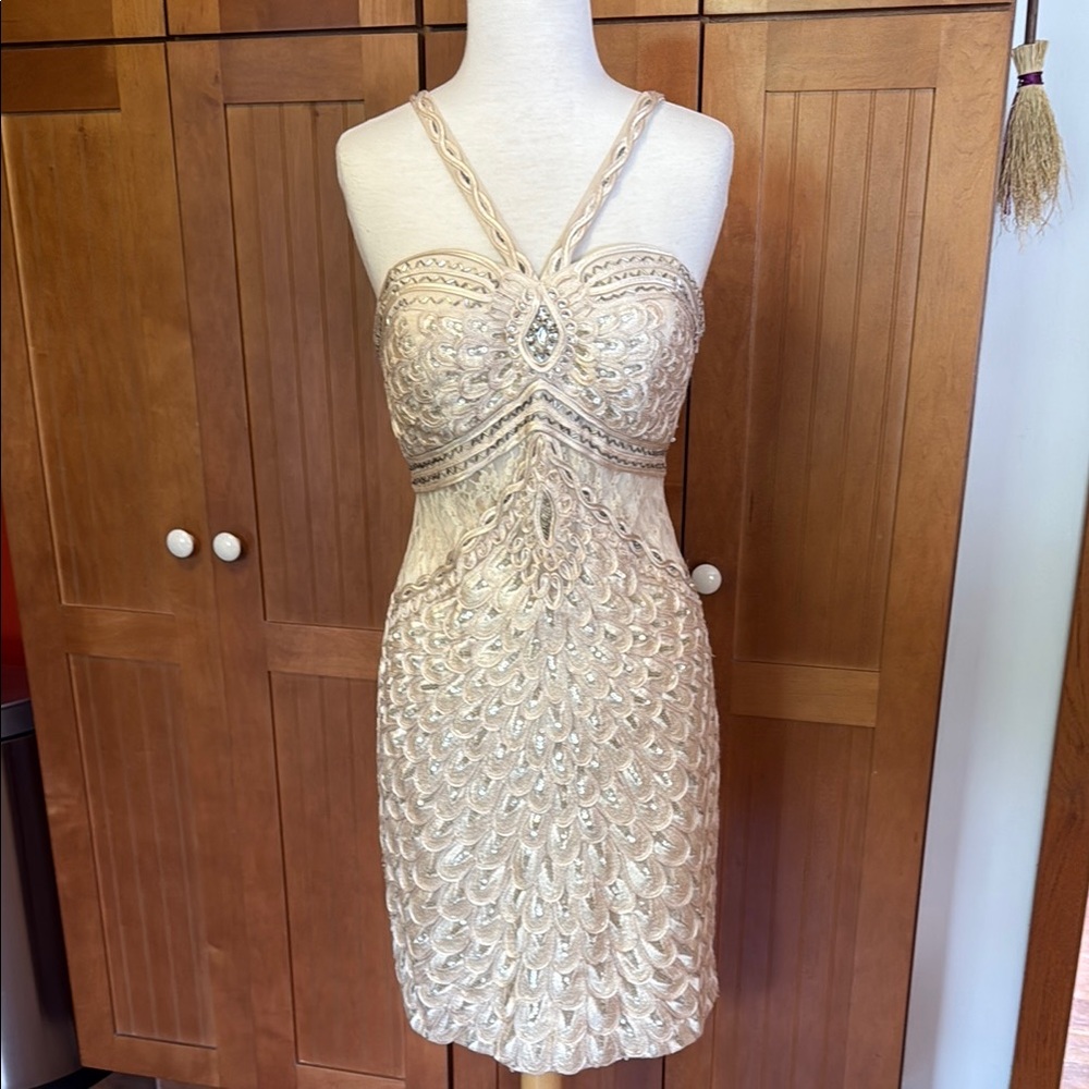 Sue Wong Elegant Cream Cocktail Dress size 6